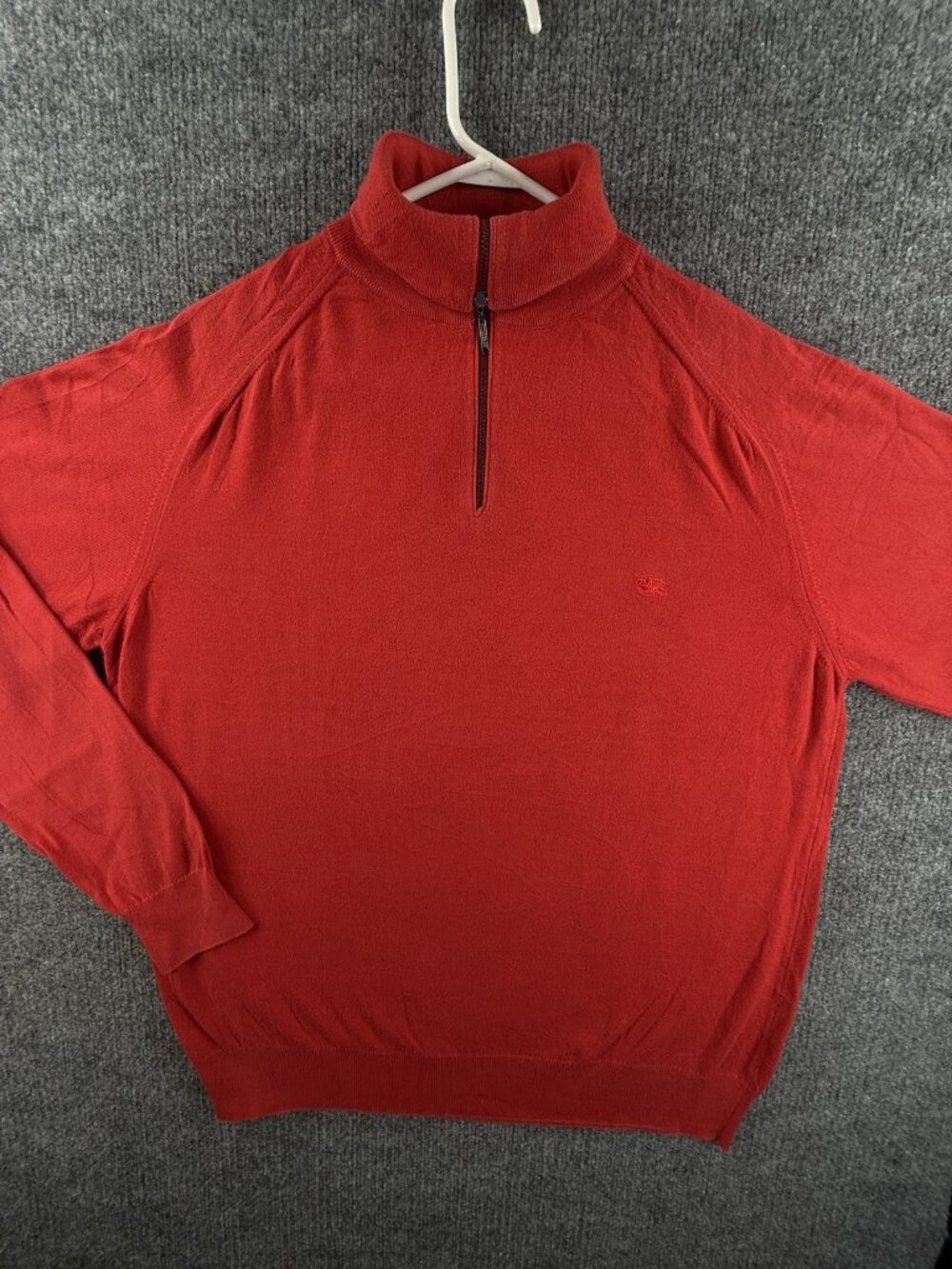 Burberry London Zip Turtleneck Red Pullover 5 Sweater Knit Solid Long Sleeve